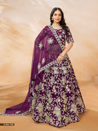 Anaita Purple Embroidered Heavy Art Silk Designer Lehenga With Blouse | Grocsy