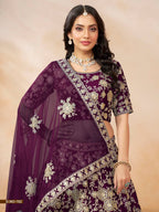 Anaita Purple Embroidered Heavy Art Silk Designer Lehenga With Blouse | Grocsy