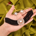 Tehzeeb Creations Brass Gold-Polished Gold, Black, White Jewel Set   | Grocsy