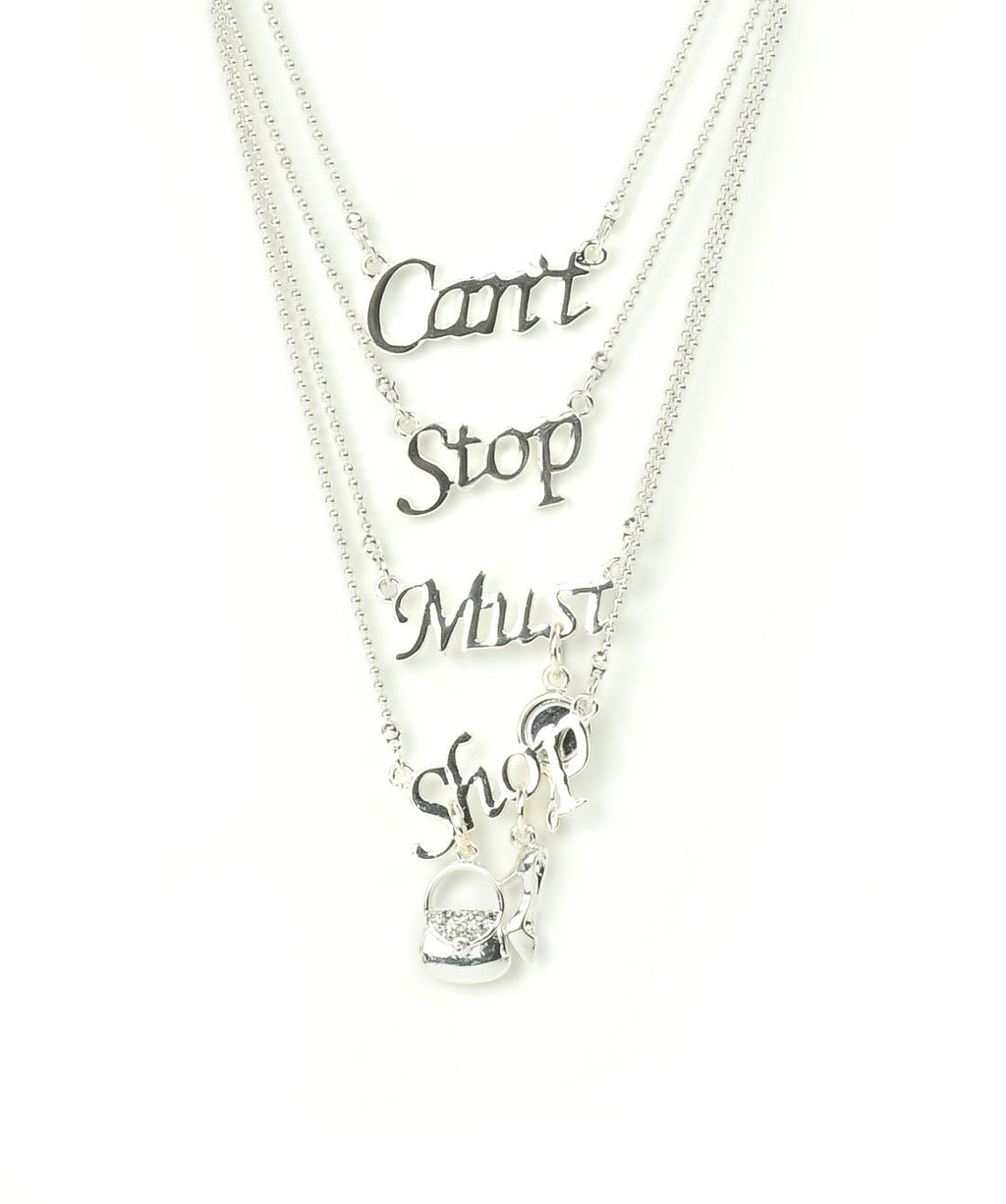 Silver-Plated Alloy Quotation Layered Necklace - The Pari | Grocsy