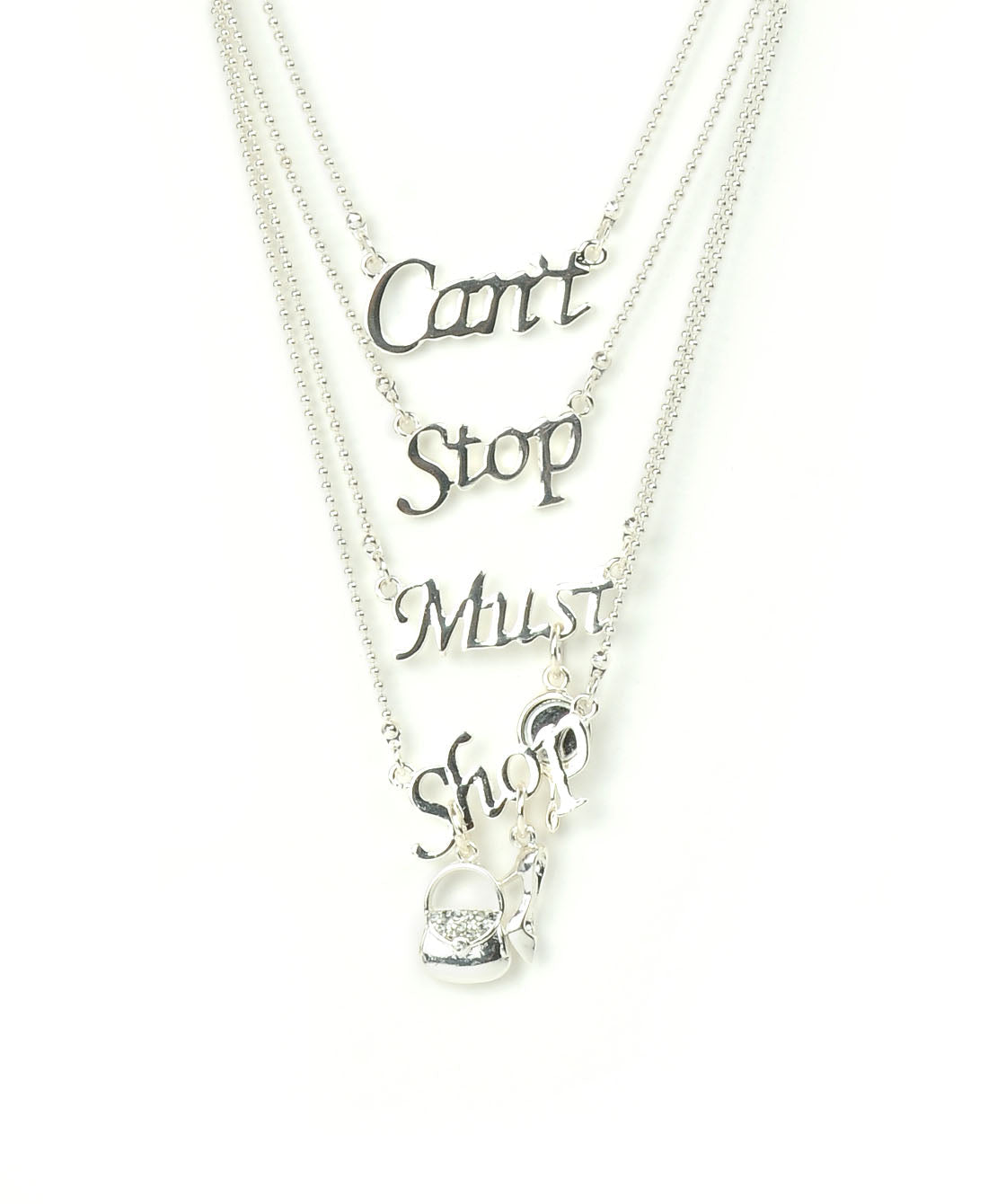 Silver-Plated Alloy Quotation Layered Necklace - The Pari | Grocsy