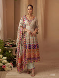 Anaita Beige Crepe Silk Stitched Suit with Digital Print & Zari Work | Grocsy