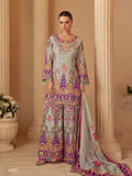 Anaita Blue Crepe Silk Stitched Suit with Digital Print & Zari Work | Grocsy