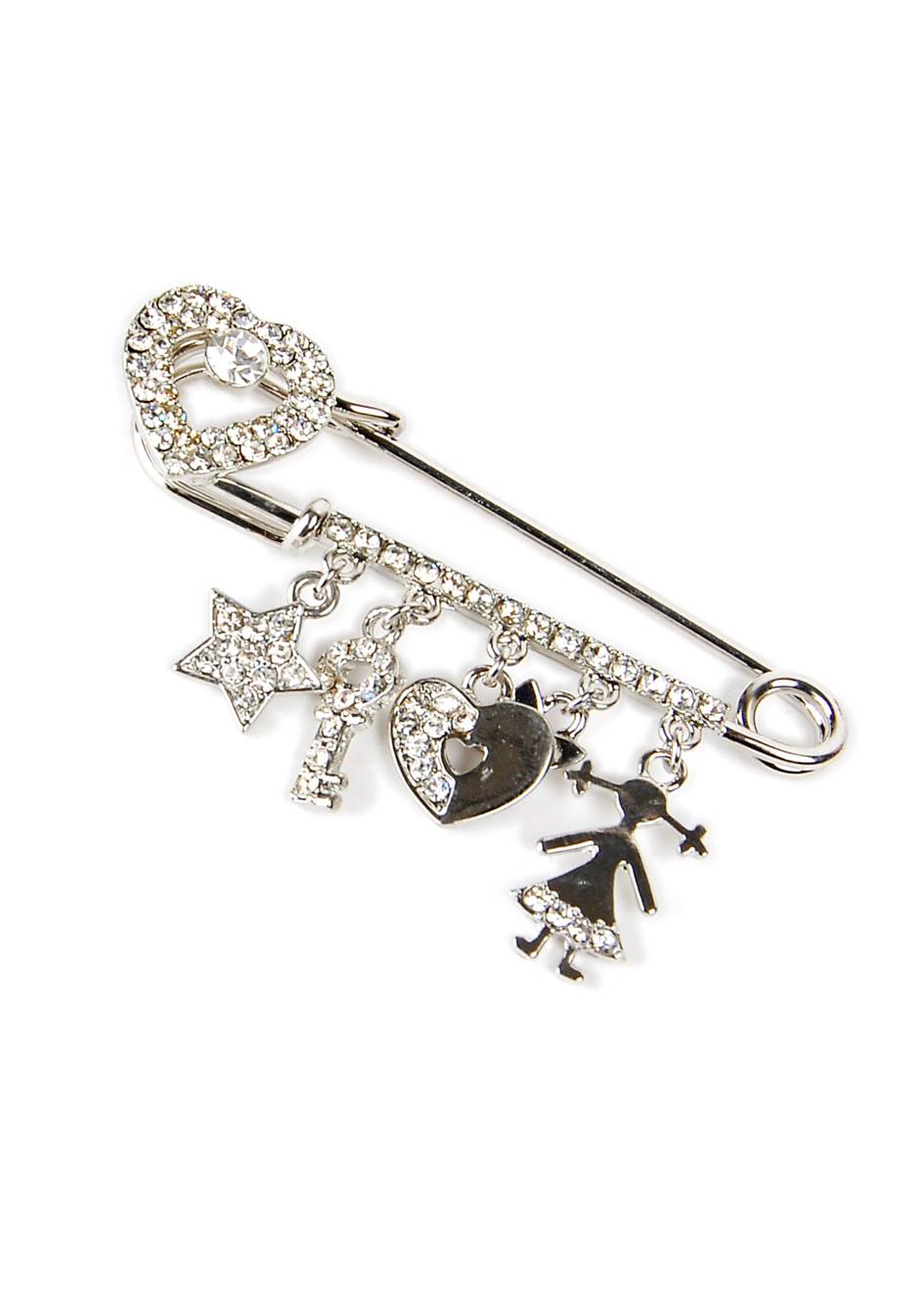 Rhodium-Plated Alloy Designer Stylish Brooch Pin - The Pari | Grocsy