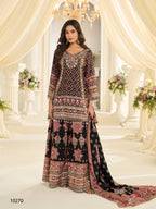 Anaita Black Crepe Silk Stitched Suit with Aari & Digital Print Work | Grocsy