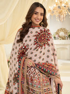 Anaita White Crepe Silk Stitched Suit with Aari & Digital Print Work | Grocsy