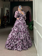 Lorenvalley Coffee Tabby Silk Printed with Hotfix Lehenga Choli with Dupatta | Grocsy