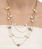 Gold-Polished Alloy Pearl And Stones Ball Necklace - The Pari | Grocsy