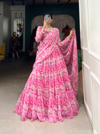 Lorenvalley Pink Georgette Printed Lehenga Choli | Grocsy