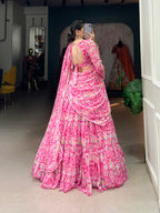 Lorenvalley Pink Georgette Printed Lehenga Choli | Grocsy