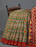 Dark Leaf Green And Red Colour Patola Print Semi Chanderi Saree By Gayathri Reddy Designer Studio | Grocsy