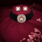 Tehzeeb Creations Brass Gold-Polished Gold, Black, White Jewel Set   | Grocsy