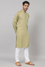 Leafy Embroidered Cotton Kurta by Hilo Design | Grocsy