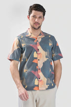 Xkind Dark Grey Abstract Printed Relaxed Fit Shirt | Grocsy