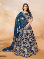 Anaita Navy Blue Embroidered Heavy Art Silk Designer Lehenga With Blouse | Grocsy