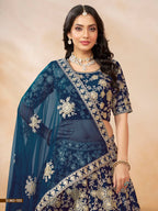 Anaita Navy Blue Embroidered Heavy Art Silk Designer Lehenga With Blouse | Grocsy