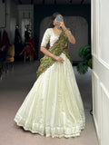 Lorenvalley Fashion Off White New Crush Plain with Laser Touch Up Lehenga Choli with Dupatta | Grocsy