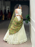 Lorenvalley Fashion Off White New Crush Plain with Laser Touch Up Lehenga Choli with Dupatta | Grocsy