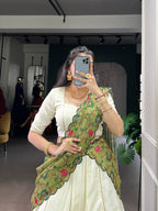 Lorenvalley Fashion Off White New Crush Plain with Laser Touch Up Lehenga Choli with Dupatta | Grocsy