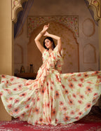 Lorenvalley Fashion Pista Georgette with Digital Printed Lehenga Choli with Dupatta | Grocsy