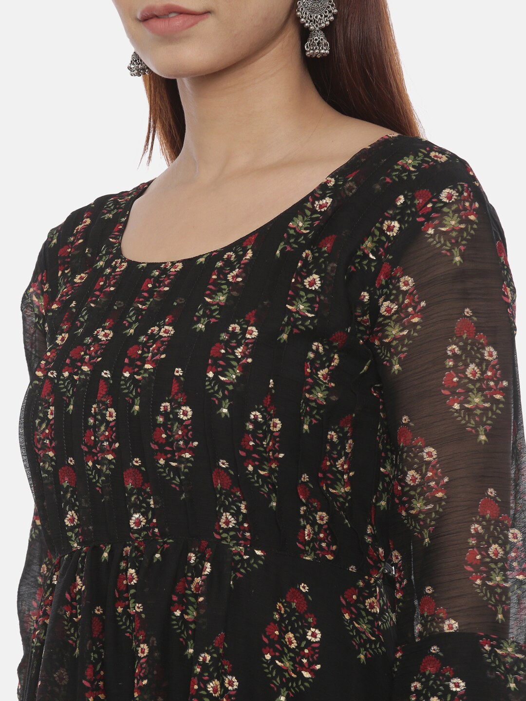 Souchii Women Black Printed Fit and Flare Dress | Grocsy