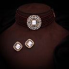 Tehzeeb Creations Brass Gold-Polished Gold, Maroon, White Jewel Set   | Grocsy