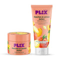 PLIX The Plant Fix Peaches & Lemon Detan Pair with Bump Eraser Body Scrub & SPF15 Body Lotion | Grocsy