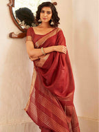 Tikhi Imli Maroon & Gold Toned Zari Woven Design Saree | Grocsy
