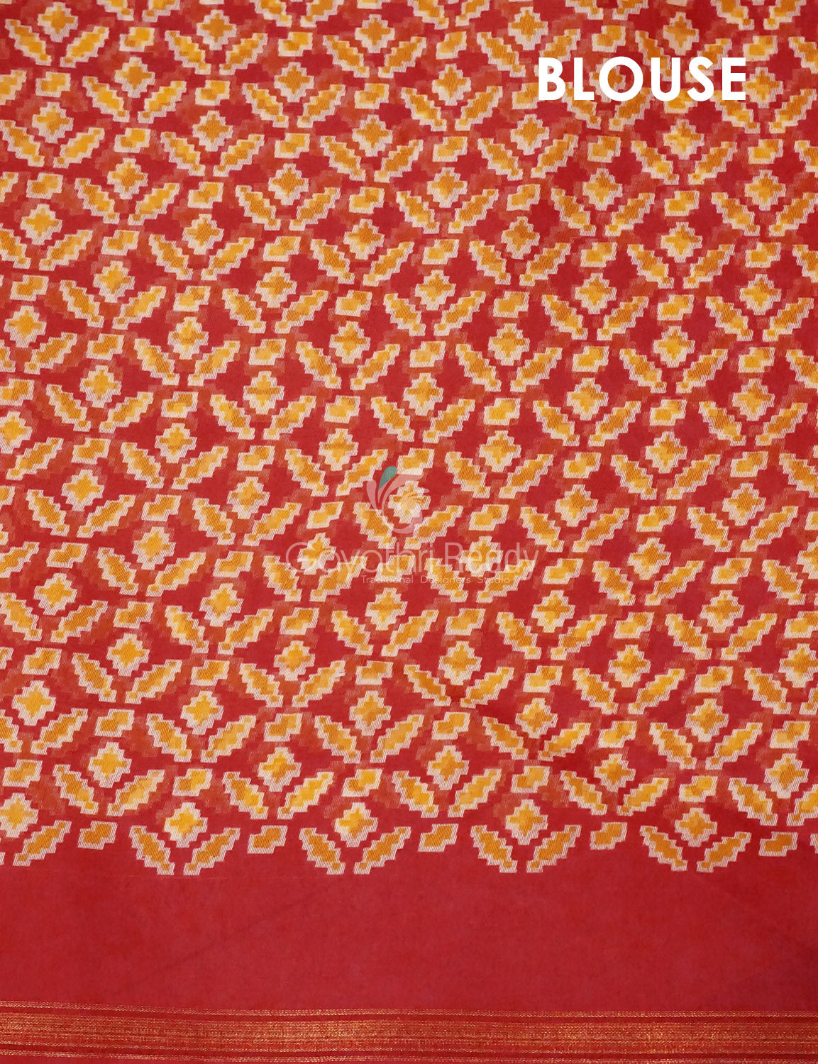 Dark Leaf Green And Red Colour Patola Print Semi Chanderi Saree By Gayathri Reddy Designer Studio | Grocsy
