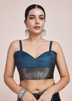 Monjolika Fashion Glamour And Tradition With This Zari Woven Dark Teal Color Banarasi Satin Silk Saree | Grocsy