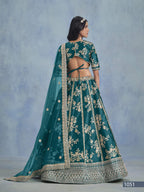 Anaita Teal Embroidered Heavy Art Silk Designer Lehenga With Blouse | Grocsy