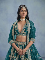 Anaita Teal Embroidered Heavy Art Silk Designer Lehenga With Blouse | Grocsy