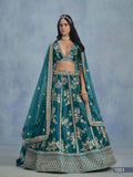 Anaita Teal Embroidered Heavy Art Silk Designer Lehenga With Blouse | Grocsy