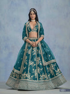 Anaita Teal Embroidered Heavy Art Silk Designer Lehenga With Blouse | Grocsy