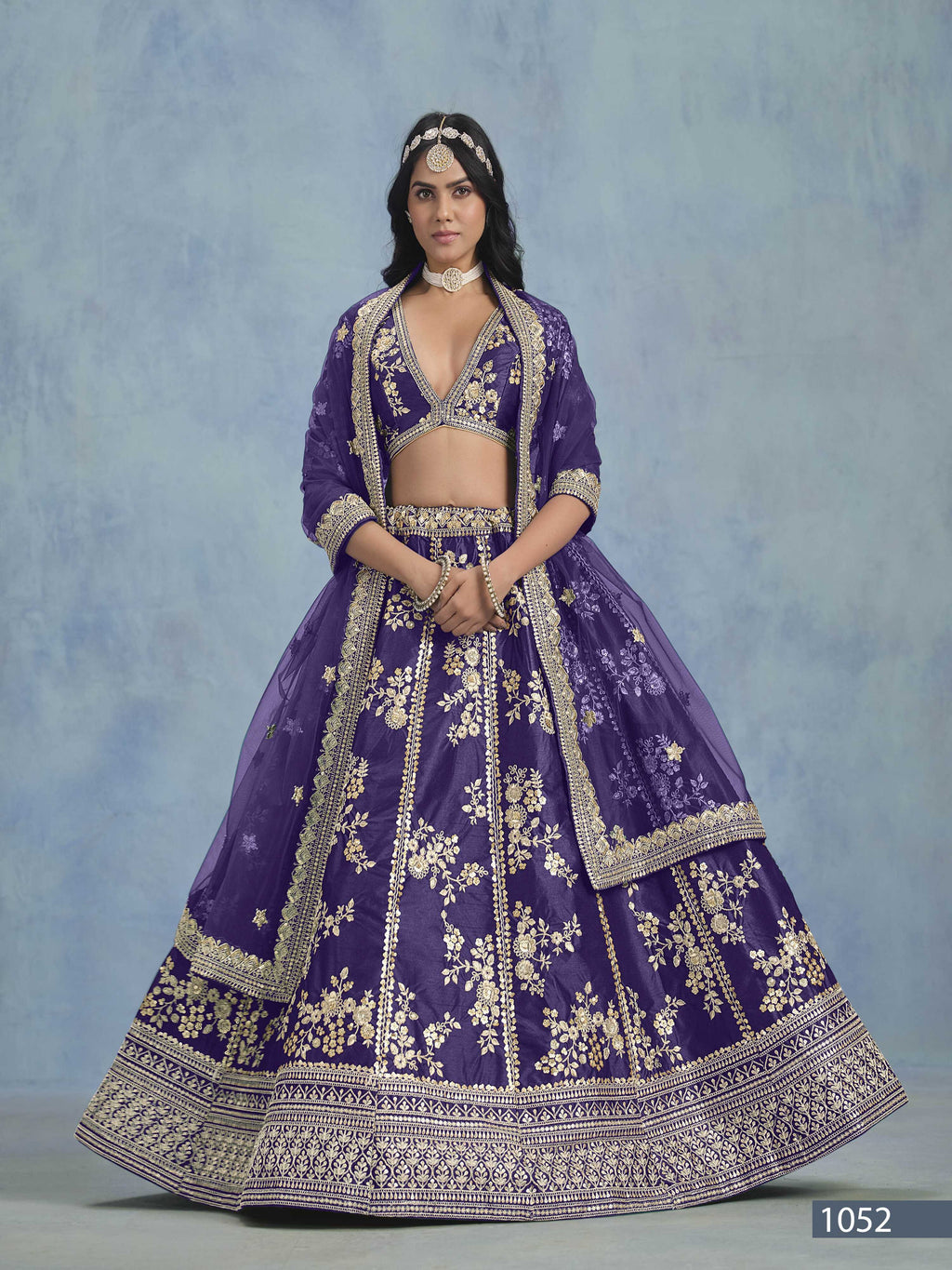 Anaita Purple Embroidered Heavy Art Silk Designer Lehenga With Blouse | Grocsy