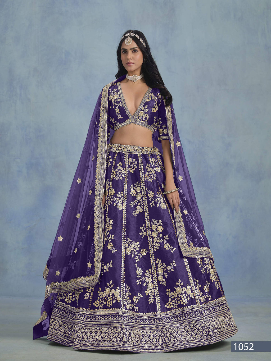 Anaita Purple Embroidered Heavy Art Silk Designer Lehenga With Blouse | Grocsy