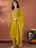 Vegaa Fashion Mustard Vichitra Silk Embroidered Salwar Suit | Grocsy