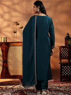 Vegaa Fashion Rama Mustard Vichitra Silk Embroidered Salwar Suit | Grocsy