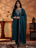 Vegaa Fashion Rama Mustard Vichitra Silk Embroidered Salwar Suit | Grocsy