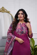 Vegaa Fashion Purple Rayon Printed Salwar Suit | Grocsy