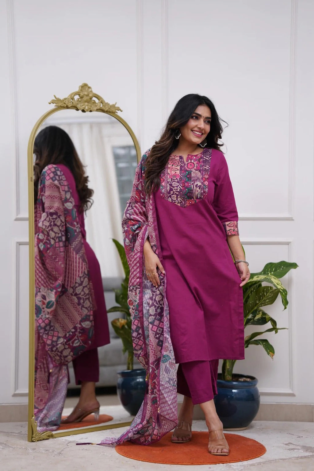 Vegaa Fashion Purple Rayon Printed Salwar Suit | Grocsy
