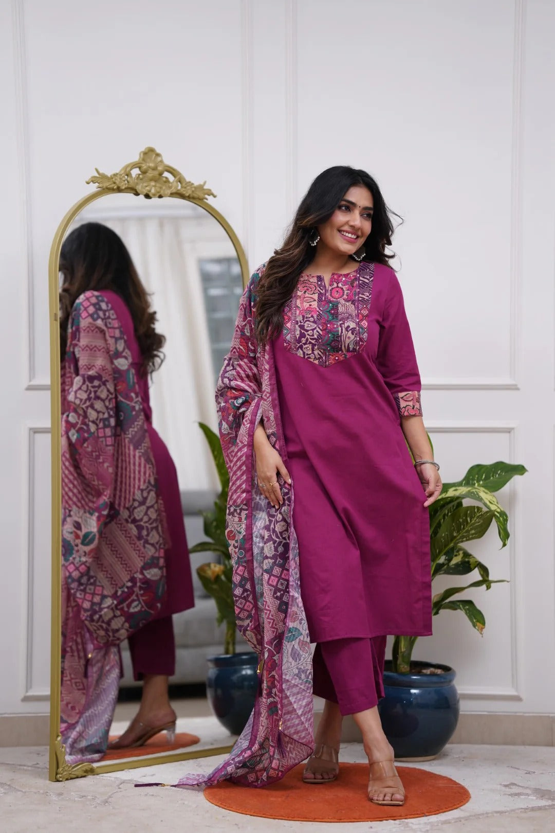 Vegaa Fashion Purple Rayon Printed Salwar Suit | Grocsy
