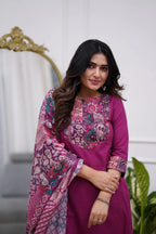 Vegaa Fashion Purple Rayon Printed Salwar Suit | Grocsy