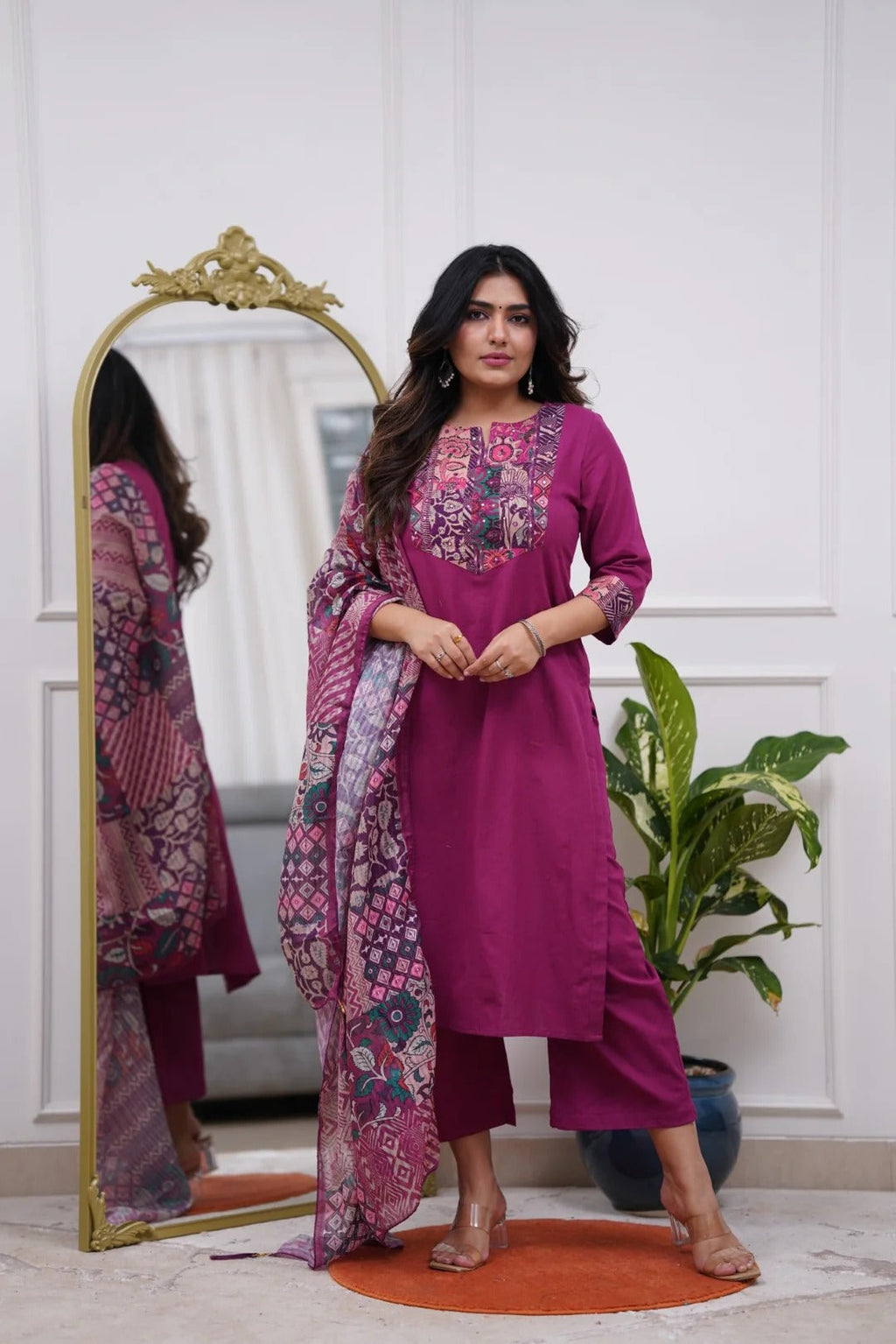 Vegaa Fashion Purple Rayon Printed Salwar Suit | Grocsy