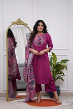 Vegaa Fashion Purple Rayon Printed Salwar Suit | Grocsy