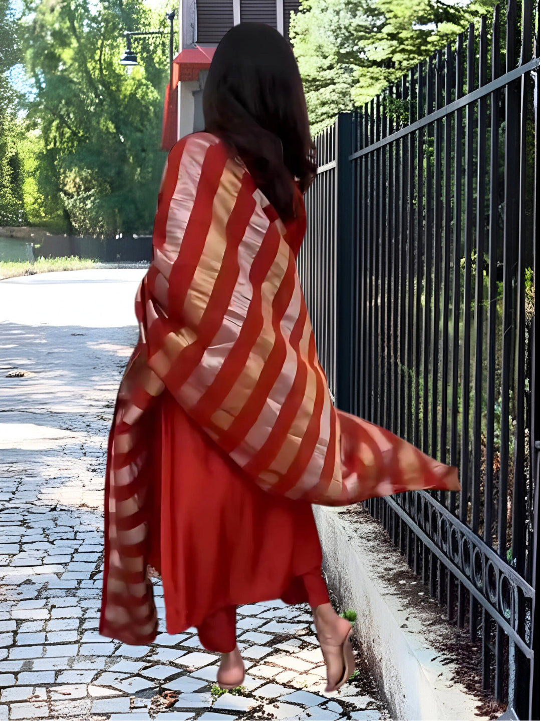Vegaa Fashion Orange Chanderi Silk Embroidered Salwar Suit | Grocsy