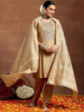 Vegaa Fashion Cream Chanderi Silk Embroidered Salwar Suit | Grocsy