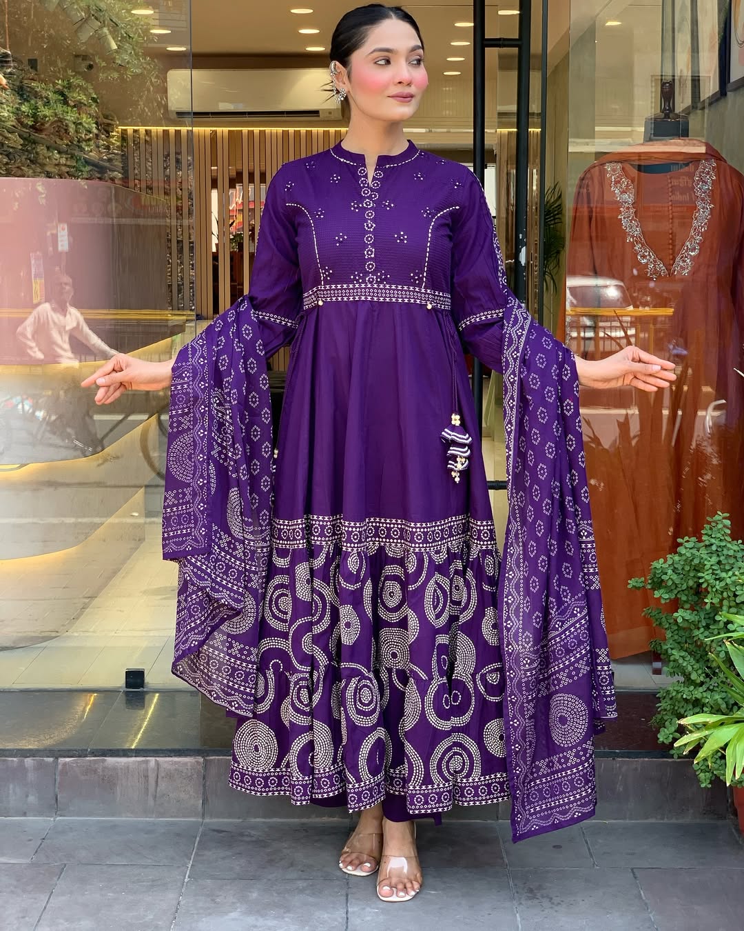 Vegaa Fashion Violet Muslin Cotton Embroidered Salwar Suit | Grocsy