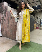 Vegaa Fashion Off White Chanderi Silk Embroidered Salwar Suit | Grocsy