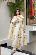 Vegaa Fashion Off White Viscose Chanderi Embroidered Salwar Suit | Grocsy